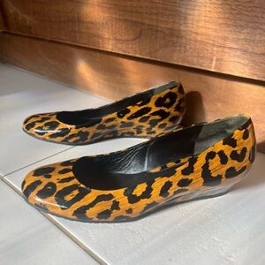 Cole Haan leopard mini wedge shoes. 7.5
